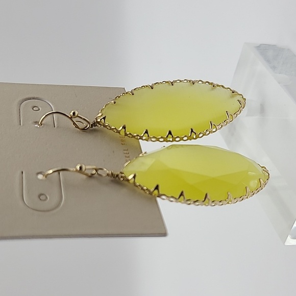 Gold tone dangle earrings with faux yellow stone by 14th and union - Picture 5 of 8